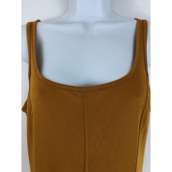 Everlane Tank Dress Mustard Yellow Midi sleeveless Size XS 100% cotton Stretch‎ - Picture 6 of 6
